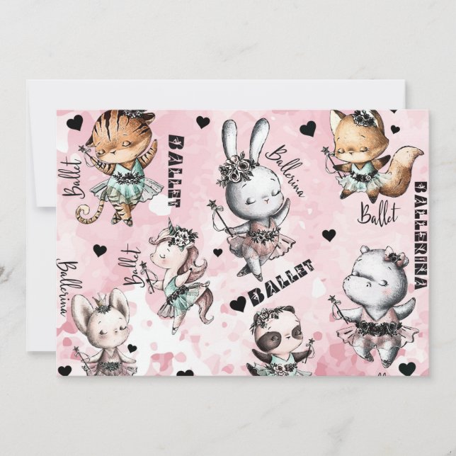 Birthday Ballerina Einladung (Vorderseite)