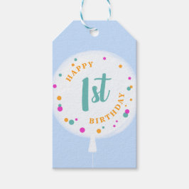 Birthday Ballons anpassbare Geschenkmarken blau Geschenkanhänger