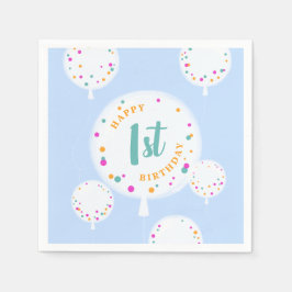 Birthday Ballons anpassbare Serviette blau