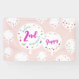 Birthday Ballons anpassbare Vinyl Banner rosa