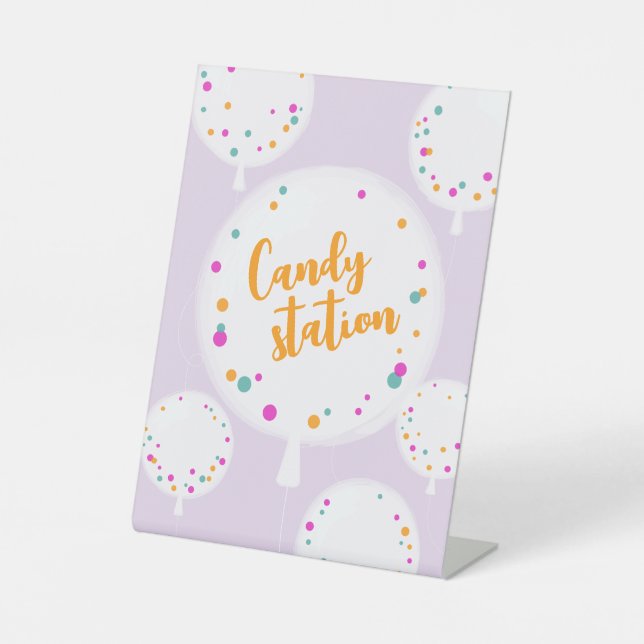 Birthday Ballons individuell anpassbare Podestschi Sockelschild (Vorderseite)