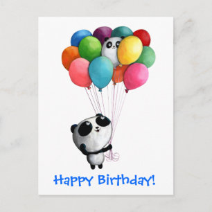 Birthday Ballons Panda Bear Postkarte