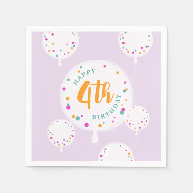 Birthday Ballons personalisierbare Servietten lila (Vorderseite)