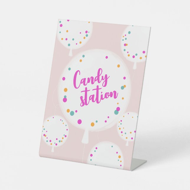 Birthday Ballons personalisierbares Podestschild p Sockelschild (Vorderseite)