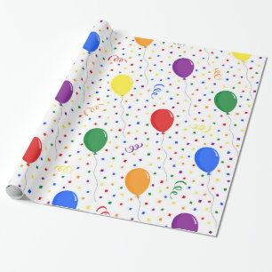 Birthday Ballons Regenbogenkonfetti Geschenkpapier