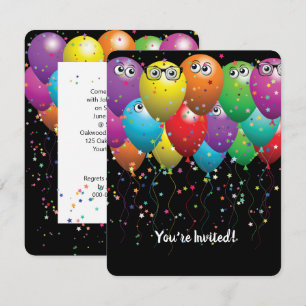 Birthday Ballons und Augapfel Party laden Einladung