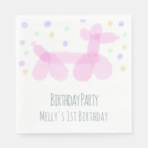 Birthday Balloon Animals Pink Pastel Napkins Serviette