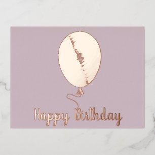 Birthday Balloon Blush Pink Foliday Postcard Folien Feiertagspostkarte