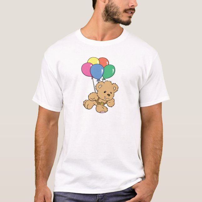 Birthday Balloon Bunch Teddy Bear T-Shirt (Vorderseite)