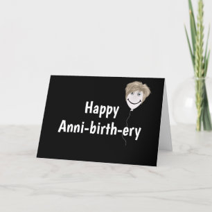 Birthday Balloon Face on Black Karte