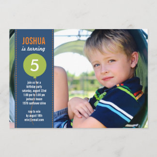 Birthday Balloon Foto Birthday Invasion - Navy Einladung