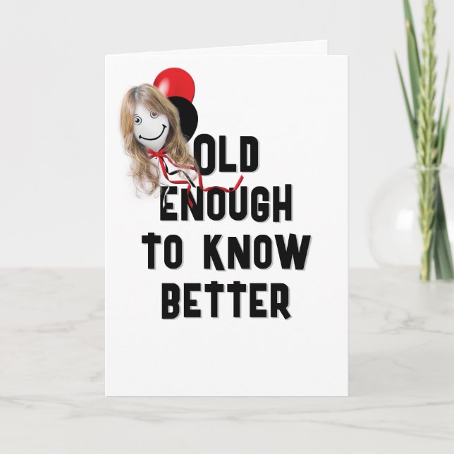 Birthday Balloon Gesicht für ältere Menschen Karte (Vorderseite)