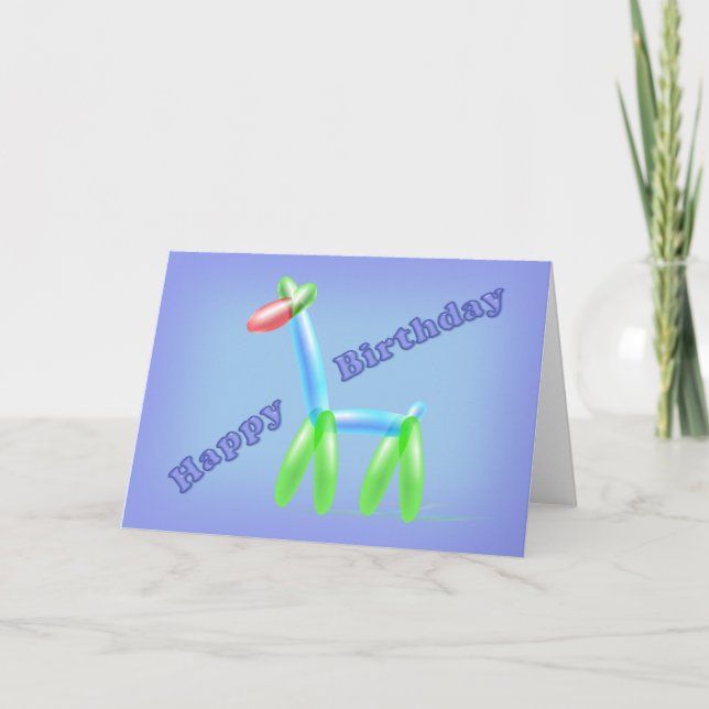 Birthday Balloon Giraffe Card Karte (Vorderseite)