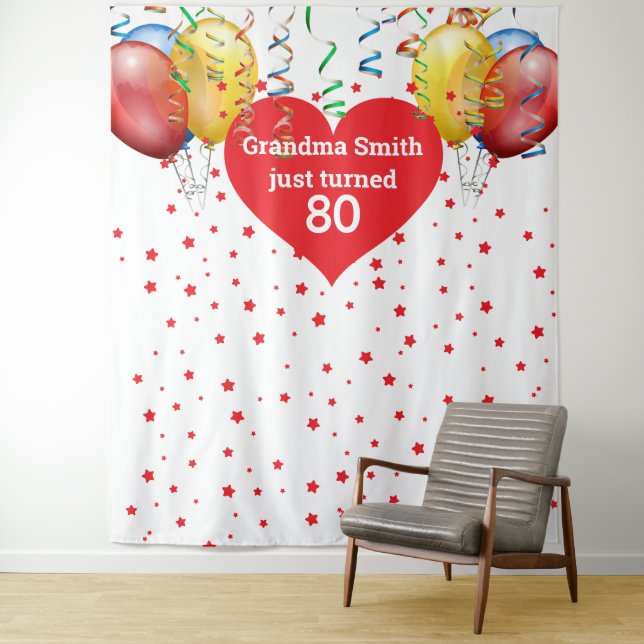 Birthday Balloon Hintergrund 80. Foto Prop. Wandteppich (Beispiel)
