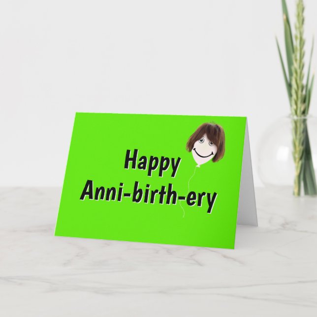 Birthday Balloon mit Hair Karte (Vorderseite)
