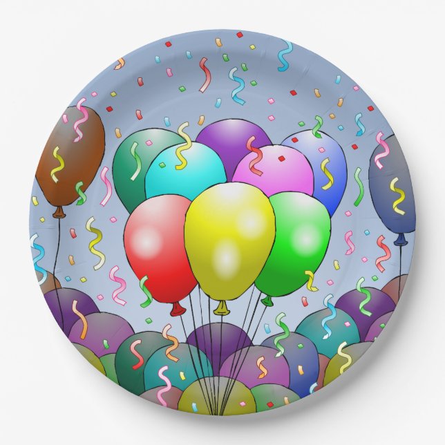 Birthday Balloon Party Pappteller (Vorderseite)