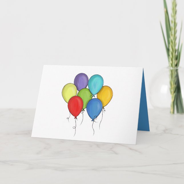 Birthday Balloon Wassercolor Personalisiert Happy  Karte (Vorderseite)