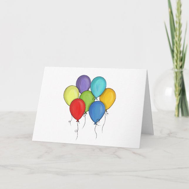 Birthday Balloon Watercolor Personalisiert Confett Karte (Vorderseite)
