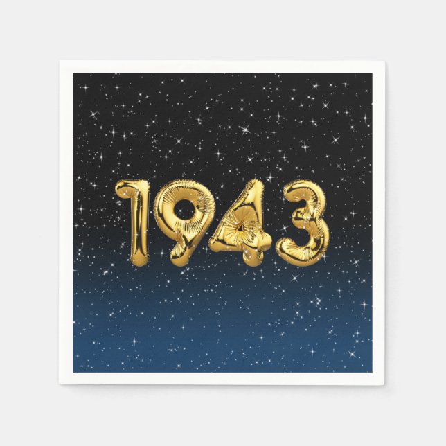 Birthday Balloons 1943 in Stars Napkins Serviette (Vorderseite)
