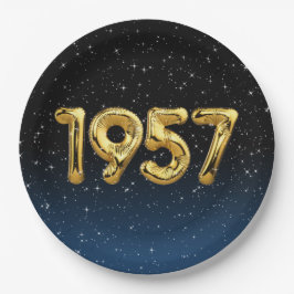 Birthday Balloons 1957 in Stars Paper Plate Pappteller