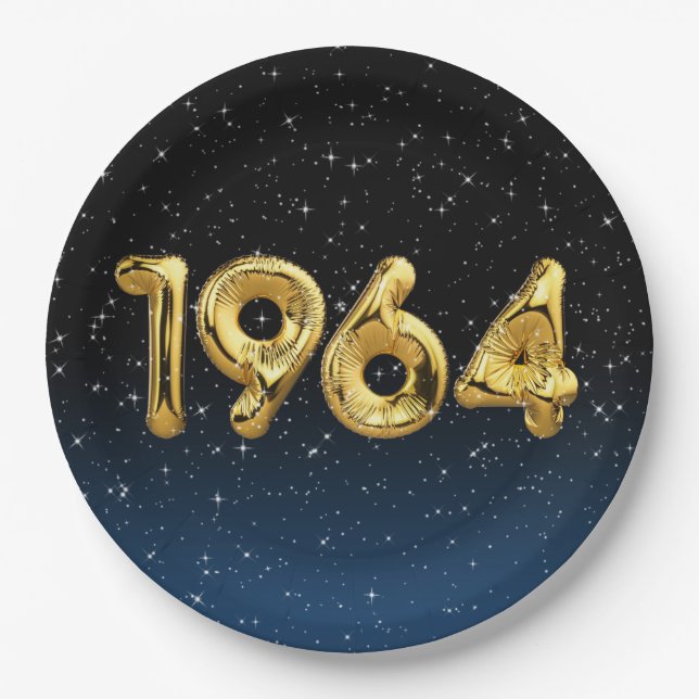 Birthday Balloons 1964 in Stars Paper Plate Pappteller (Vorderseite)