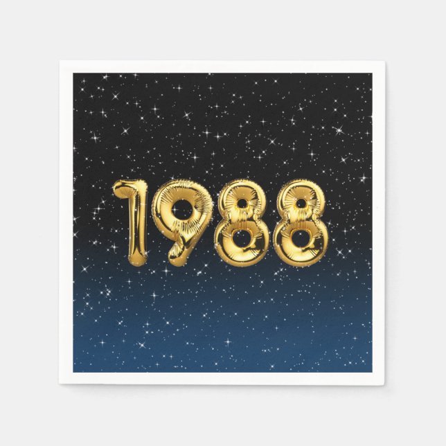 Birthday Balloons 1988 in Stars Napkins Serviette (Vorderseite)