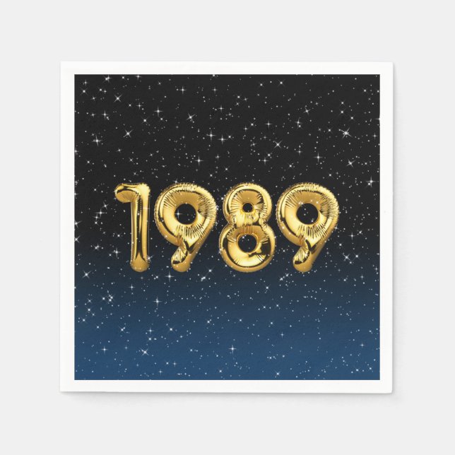 Birthday Balloons 1989 in Stars Napkins Serviette (Vorderseite)