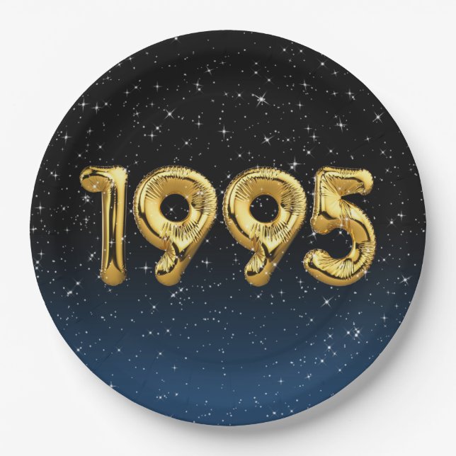 Birthday Balloons 1995 in Stars Pappteller (Vorderseite)