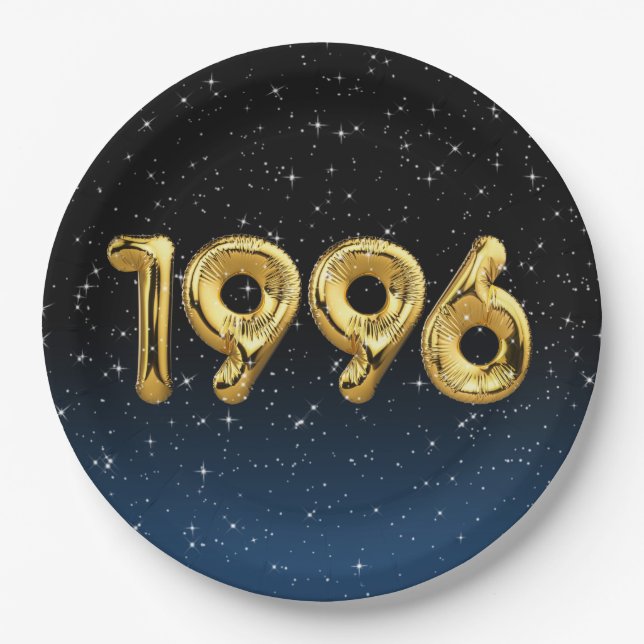Birthday Balloons 1996 in Stars Paper Plate Pappteller (Vorderseite)