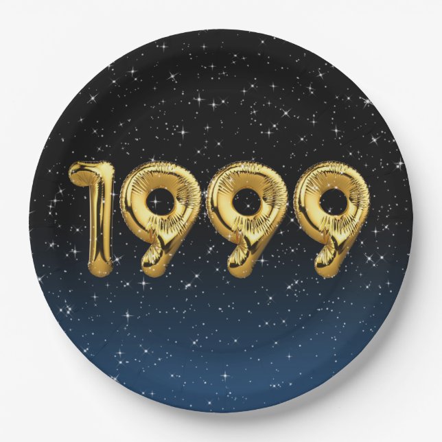 Birthday Balloons 1999 in Stars Paper Plate Pappteller (Vorderseite)