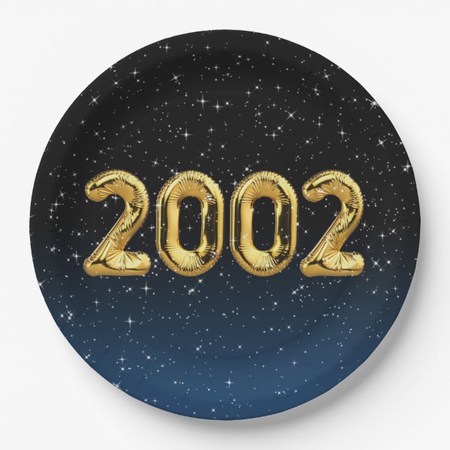 Birthday Balloons 2002 in Stars Paper Plate Pappteller (Vorderseite)