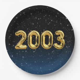 Birthday Balloons 2003 in Stars Paper Plate Pappteller