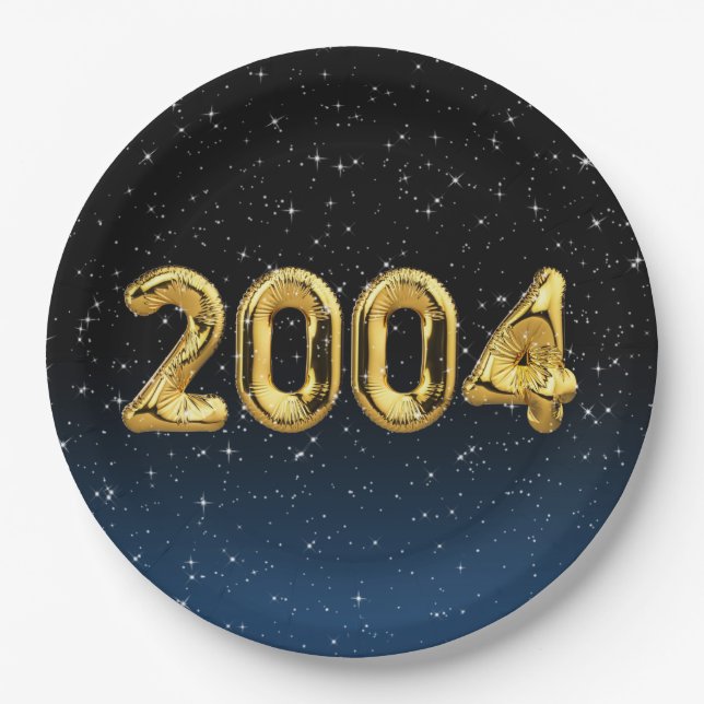 Birthday Balloons 2004 in Stars Paper Plate Pappteller (Vorderseite)