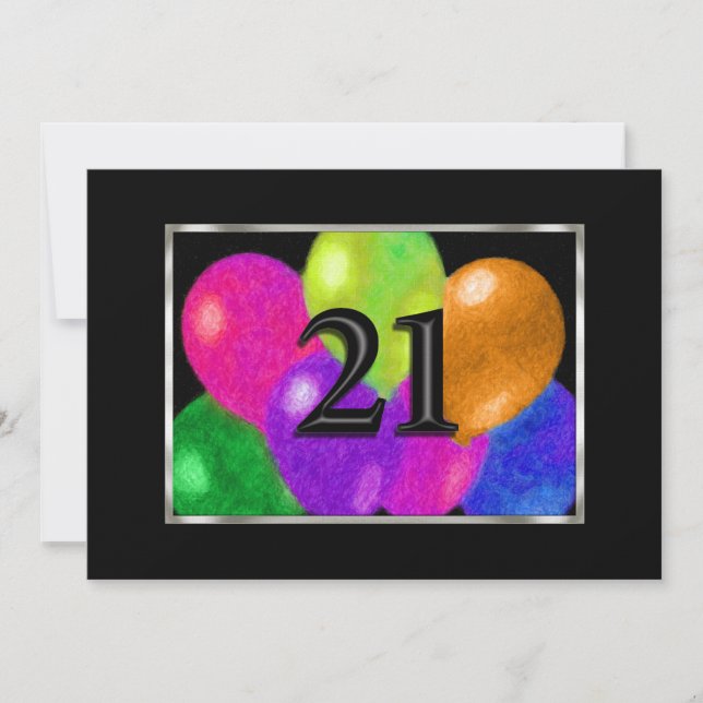 Birthday Balloons 21 Einladung (Vorderseite)