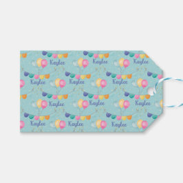 Birthday Balloons and Stars on Blue Geschenkanhänger