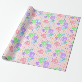 Birthday Balloons auf Polka Dots Geschenkpapier