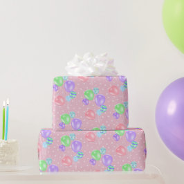 Birthday Balloons auf Polka Dots Wrapping Paper Geschenkpapier