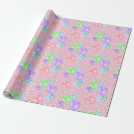 Birthday Balloons auf Polka Dots Wrapping Paper Geschenkpapier
