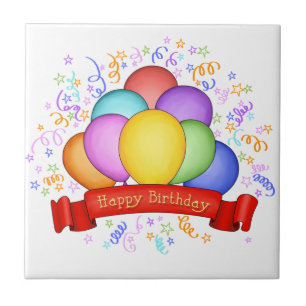 Birthday Balloons & Banner Tiles & Trivets Fliese