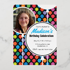 Birthday Balloons Benutzerdefinierter Foto Name Folieneinladung