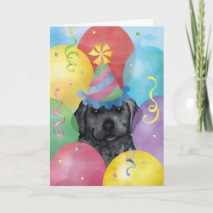 Birthday Balloons Black Lab Karte