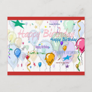 Birthday Balloons   Blue Beach Song™ Postkarte