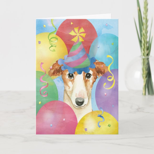 Birthday Balloons Borzoi Karte (Vorderseite)