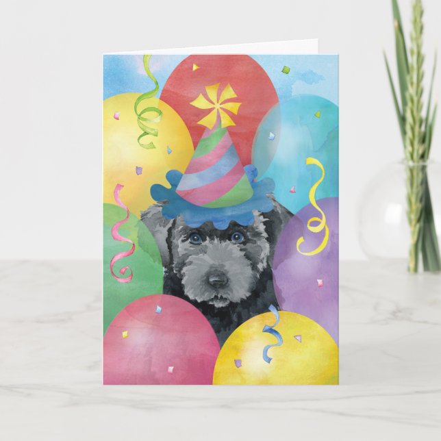 Birthday Balloons Bouvier des Flandres Card Karte (Vorderseite)