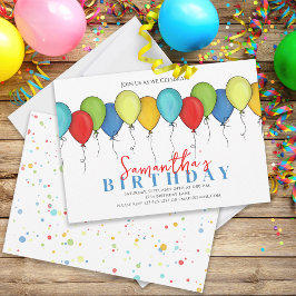 Birthday Balloons Confetti Modernes Party Niedlich Einladung