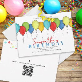 Birthday Balloons Confetti QR Code Social Media Einladung