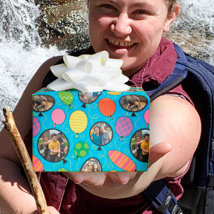 Birthday Balloons Custom Foto Geschenk Blue Bright Geschenkpapier