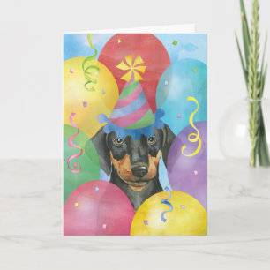 Birthday Balloons Doberman Card Karte