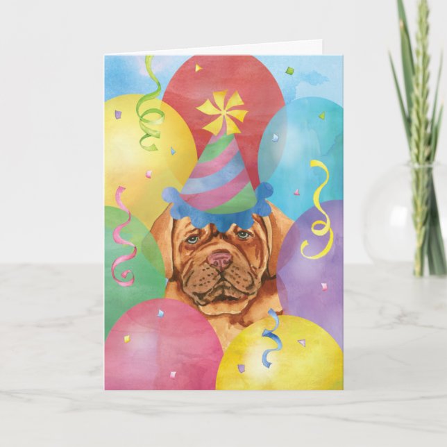 Birthday Balloons Dogue de Bordeaux Card Karte (Vorderseite)