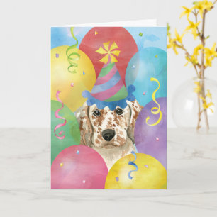 Birthday Balloons English Setter Card Karte